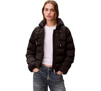 Calvin Klein Cazadora acolchada Mujer Satin Lightweight con capucha, Negro (Black), L