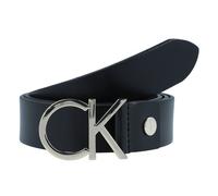 Calvin Klein Cinturón Mujer Ck Logo Belt 3.5 cm Cinturón de piel, Negro (Black Leather/Light Gold Buckle), 80 cm