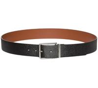 Calvin Klein Cinturón Hombre Warmth Buckle 4 cm con hebilla rectangular, Negro (Black/Ck Cognac/Antique Silver), 110 cm