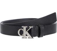 Calvin Klein Cinturón Mujer Monogram Plaque Buckle 2,5 cm Cinturón de piel, Negro (Na Black/Pewter), 80 cm