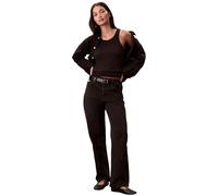 Calvin Klein CK Essential LV047B909G Jeans Rectos de Talle Alto para Mujer, Color Negro (CK Essential Black), 31W / 32L, Negro (CK Essential Black), 31W / 32L