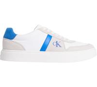 Calvin Klein Classic Cups Ym0Ym01395 - Tenis clásicos para Hombre, Mezcla de Encaje, Lengua Emb Tongue, Parte Superior Baja, Blanco (Blanco Brillante/Azul lapislázuli), 9