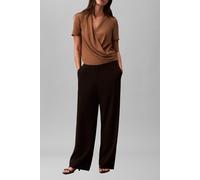 Calvin Klein Crepe Short Sleeve Draped Wrap Top Executive Brown Talla: XS | Blusas Outlet | Mujer | Marrón