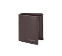 Calvin Klein Cuero monedero Duo Stitch Trifold 6CC W/Coin Dark Brown marrón oscuro