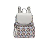 Calvin Klein Mochila Elaine Signature Key Item Flap para mujer, Blanco con múltiples logotipos, Talla única, Elaine Signature Key Item - Mochila con solapa