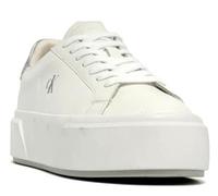 Calvin Klein Flatform Lace Up LTH Met Yw0Yw01929, Parte Superior Baja Mujer, White (Bright White/Silver), 38 EU