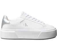 Calvin Klein Flatform Lace UP LTH Met YW0YW01929 Low Top para Mujer, Color Blanco (Blanco Brillante/Plateado), Talla 5, Blanco Brillante Blanco Plateado, 38 EU