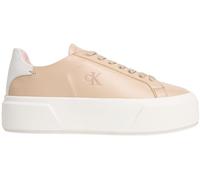 Calvin Klein Flatform Sneaker Mujer Lace Up de Piel, Beige (Crystal Grey), 37