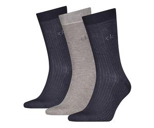 Calvin Klein Giftbox Dropneedle Grid Calcetines clásicos, Grey Combo, Talla única (Pack de 3) Hombres