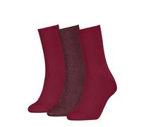 Calvin Klein Giftbox Lurex Stripe Calcetín clásico, Rojo Baya, Altoa única (Pack de 4) para Mujer