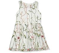Calvin Klein Girls Sleeveless Party Dress, Fit and Flare Silhouette, Round Neckline & Back Zip Closure,Garden White, 14