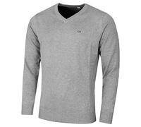 Calvin Klein Golf Hombre con Cuello en V Tour Suéter - Gris Marl - XL