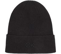 Calvin Klein Gorro de Punto Mujer Embroidery Fine Rib Beanie Cálido, Negro (CK Black), Talla única
