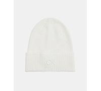 Calvin Klein Gorro de Punto Mujer Embroidery Fine Rib Beanie Cálido, Blanco (Lily White), Talla única