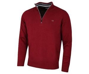 Calvin Klein Hombre Chunky Knit 1/2 Zip Suéter de - Borgoña Deporte - L