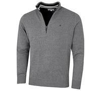 Calvin Klein Hombre Chunky Knit 1/2 Zip Suéter de Golf - Gris Marl Sport - S