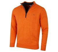 Calvin Klein Hombre Chunky Knit 1/2 Zip Suéter de Golf - Naranja - XL