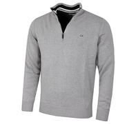 Calvin Klein Hombre Chunky Knit 1/2 Zip Suéter de Golf - Plata Deporte - S
