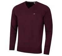 Calvin Klein Hombre con Cuello en v algodón suéter - Borgoña Francesa - XXL