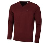 Calvin Klein Hombre con Cuello en v algodón suéter - Borgoña - XL