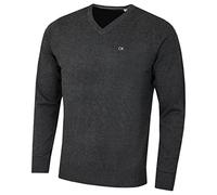 Calvin Klein Hombre con Cuello en v algodón suéter - Carbón - L