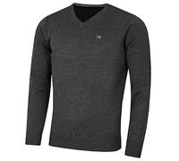 Calvin Klein Hombre con Cuello en v algodón suéter - Charcoal Marl - XXL