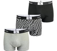 Calvin Klein Hombre Pack de 3 Bóxers Trunks Algodón con Stretch, Multicolor (Blk, Grey Hthr, Warped Logo Prt_Blk), S