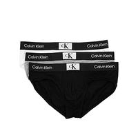 Calvin Klein Hombre Pack de 3 Calzoncillos Hip Briefs Algodón con Stretch, Multicolor (Black/White/Grey Heather), S