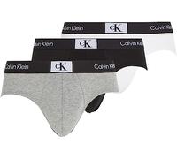 Calvin Klein Hombre Pack de 3 Calzoncillos Hip Briefs Algodón con Stretch, Multicolor (Black/White/Grey Heather), L