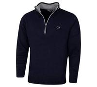 Calvin Klein Hombre suéter Prueba de Viento con 1/2 Cremallera - Armada - L