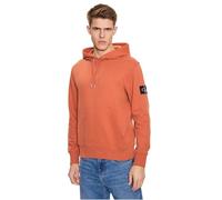 Calvin Klein Hoodie Badge con Capucha para Hombre, Naranja (Aragon), S