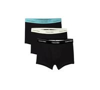 Calvin Klein Icon - Traje de baño elástico de algodón, color negro con banda multicolor, paquete de 3, Banda negra y multicolor, S