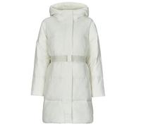 Calvin Klein Abrigo Mujer Logo Belt Long Puffer con cinturón, Marfil (Ivory), L