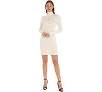 Calvin Klein Jeans Badge Roll Neck Sweater Dress J20J221690 Vestidos de Punto, Blanco (Ivory), XL para Mujer