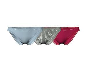 Calvin Klein Jeans Bikini 3Pk, Bragas de bikini, Mujer, BLUE/MORSE STRIP_RICH CLAY/ROSE, XL