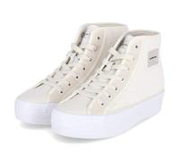 Calvin Klein Jeans Bold Vulc FLATF High T ML FAD YW0YW01320, Zapatilla Vulcanizada Mujer, Beige (Creamy White/Bright White), 38 EU