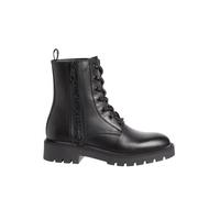 Calvin Klein Jeans Botines de media caña Mujer Combat Mid Laceup Boot Zip Wn de piel, Negro (Triple Black), 41