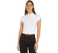 Calvin Klein Jeans Camiseta de Manga Corta Mujer Media Cremallera, Blanco (Bright White), L