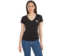 Calvin Klein Jeans Camiseta de Manga Corta Pack de 2 Mujer 2-Pack Monologo V-Neck tee Cuello de Pico, Negro (CK Black/Bright White), XXS