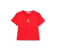 Calvin Klein Jeans Camiseta de Manga Corta para Mujer Monologo Baby con Cuello Redondo, Rojo (Fiery Red), XXS
