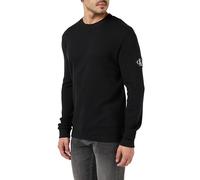 Calvin Klein Jeans Camiseta de Manga Larga para Hombre Badge Waffle LS tee Basic, Negro (CK Black), L