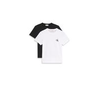 Calvin Klein Camisetas de Manga Corta Pack de 2 Mujer Logo tee con Cuello Redondo, Multicolor (Black/Brilliant White), XXL