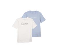 Calvin Klein Paquete de 2 camisetas con logotipo de INST. SS LV1CKTJA11, paquete de 2 camisetas con logotipo de Inst. SS, blanco brillante/azul Kentucky, 10 años