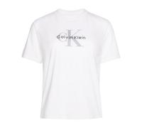 Calvin Klein Camiseta de Manga Corta Mujer Hero Classic Monologo tee con Cuello Redondo, Blanco (Brilliant White), XL