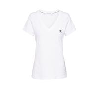Calvin Klein Camiseta de Manga Corta Mujer CK Embroidery con Cuello de Pico, Blanco (Bright White), M