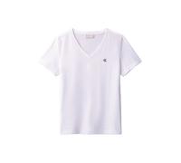 Calvin Klein Camiseta de Manga Corta Mujer Archive Jersey tee con Cuello de Pico, Blanco (Brilliant White), XS