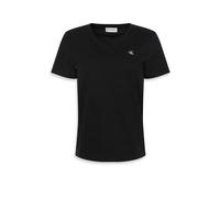 Calvin Klein Camiseta de mujer Archive Jersey, cuello de pico, manga corta, negro, L