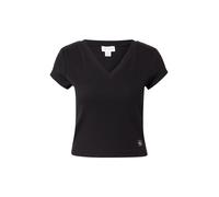 Calvin Klein Camiseta de Manga Corta Mujer Woven Label Rib tee con Cuello de Pico, Negro (Black), S