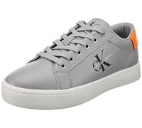 Calvin Klein Jeans Classic Cupsole Laceup Low Lth, Suela de Tenis Hombre, Gris Formal Naranja Impactante, 45 EU