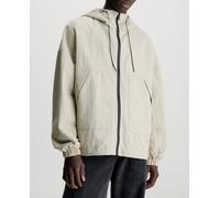 Calvin Klein Jeans Cortavientos Hombre de sarga de nailon con capucha ajuste relaxed. Beige M